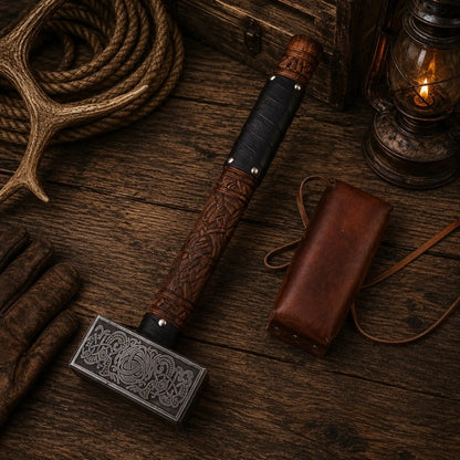 13″ Valknut Viking Battle Hammer – Rosewood & Leather Cover