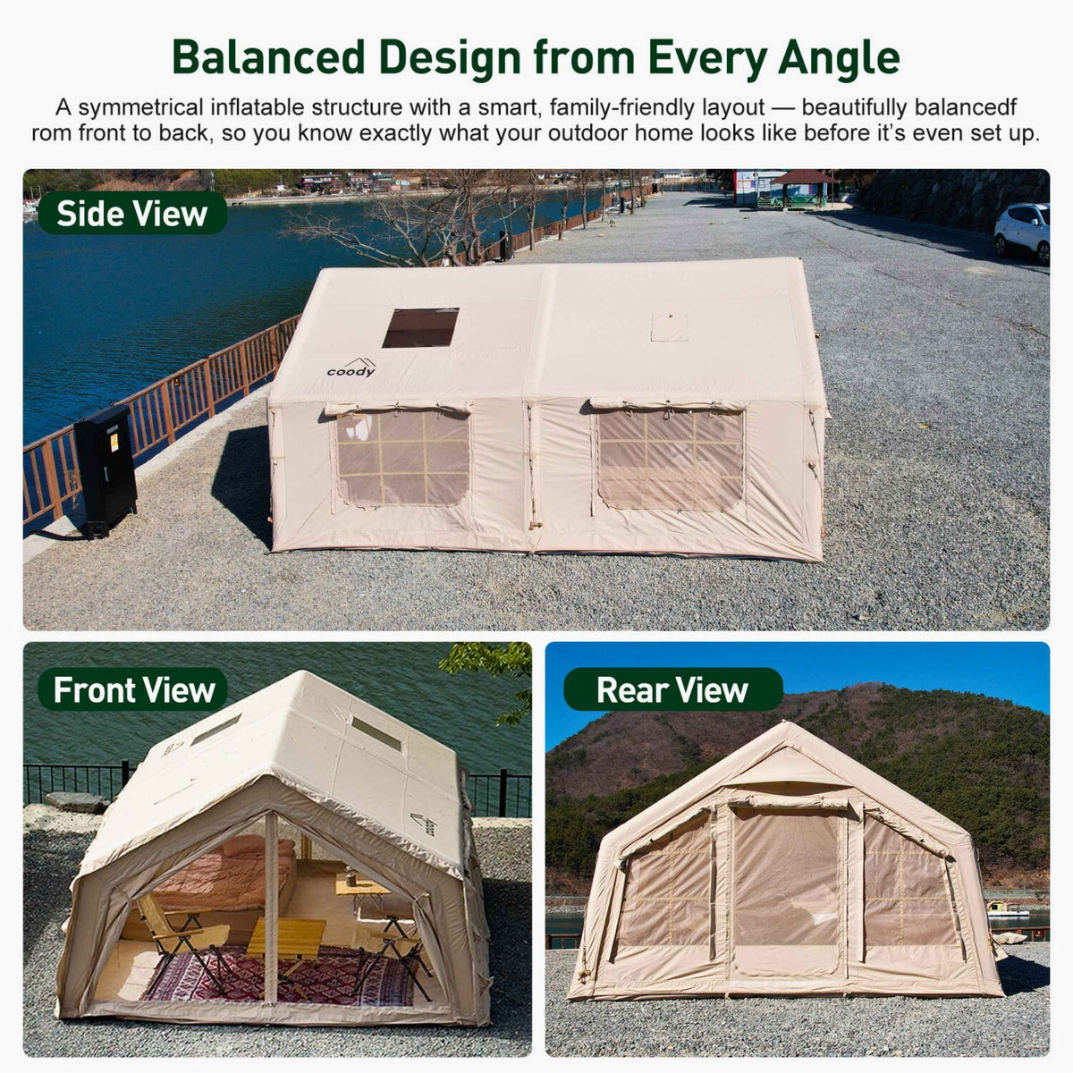 Coody Familia AirTent 13.6 Beige – Inflatable Hot Tent with Stove Jack for Camping, 2–8 People