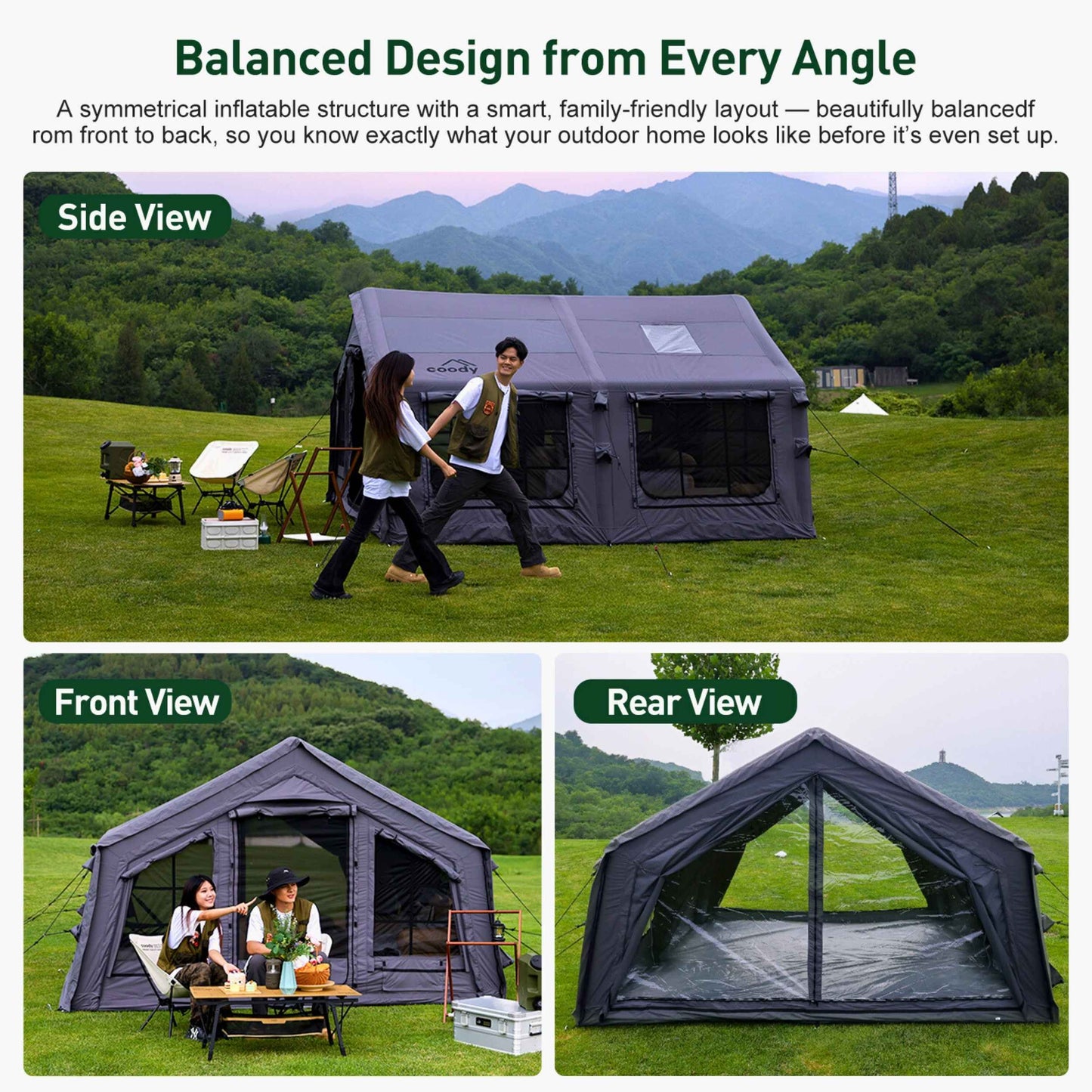 Coody 13.6 (Koala-5) Gray Inflatable Tent House for Camping (2-8 person)