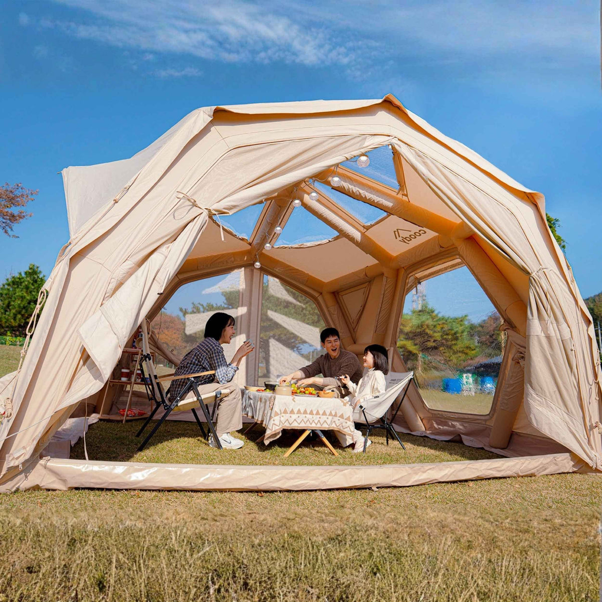 Coody Hub Pro Beige- Inflatable Tent for Camping (2-6 Person)