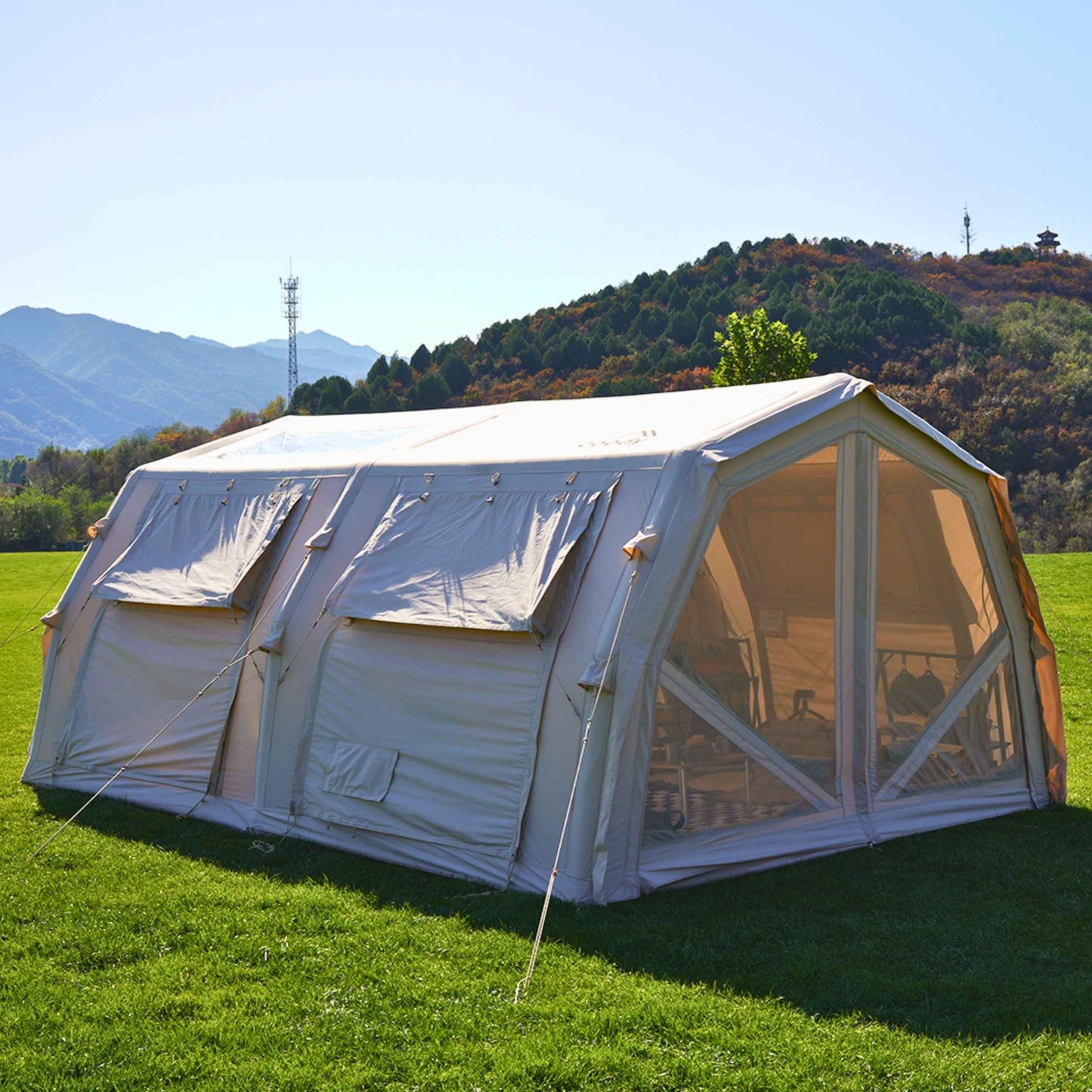 Coody Familia AirTent 17.2 Pro Beige- Inflatable Tent for Camping (2-10 Person)