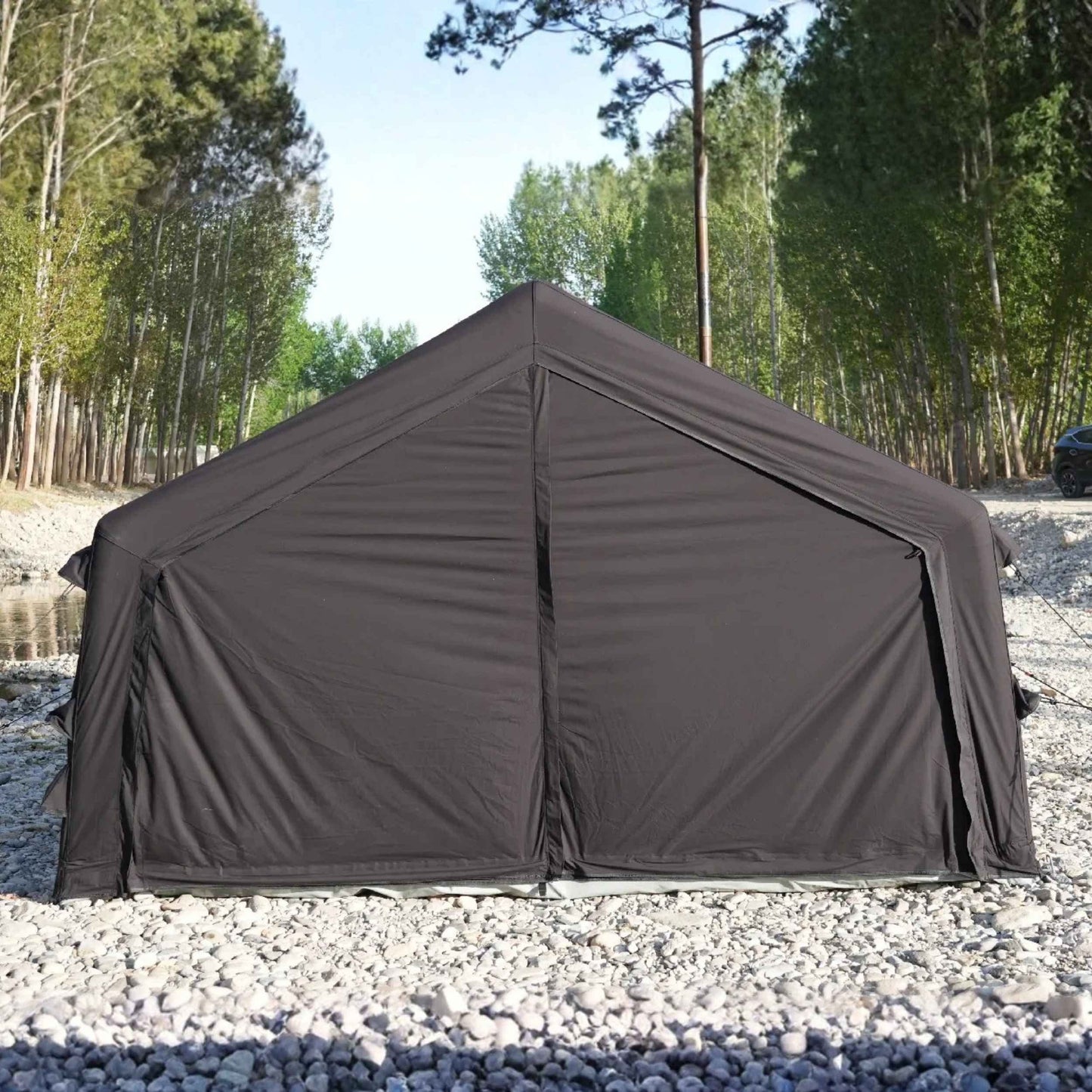 Coody 17.2 | RBM Outdoors (Koala 7) Black + Stove Caminus M - Inflatable Tents with Stove