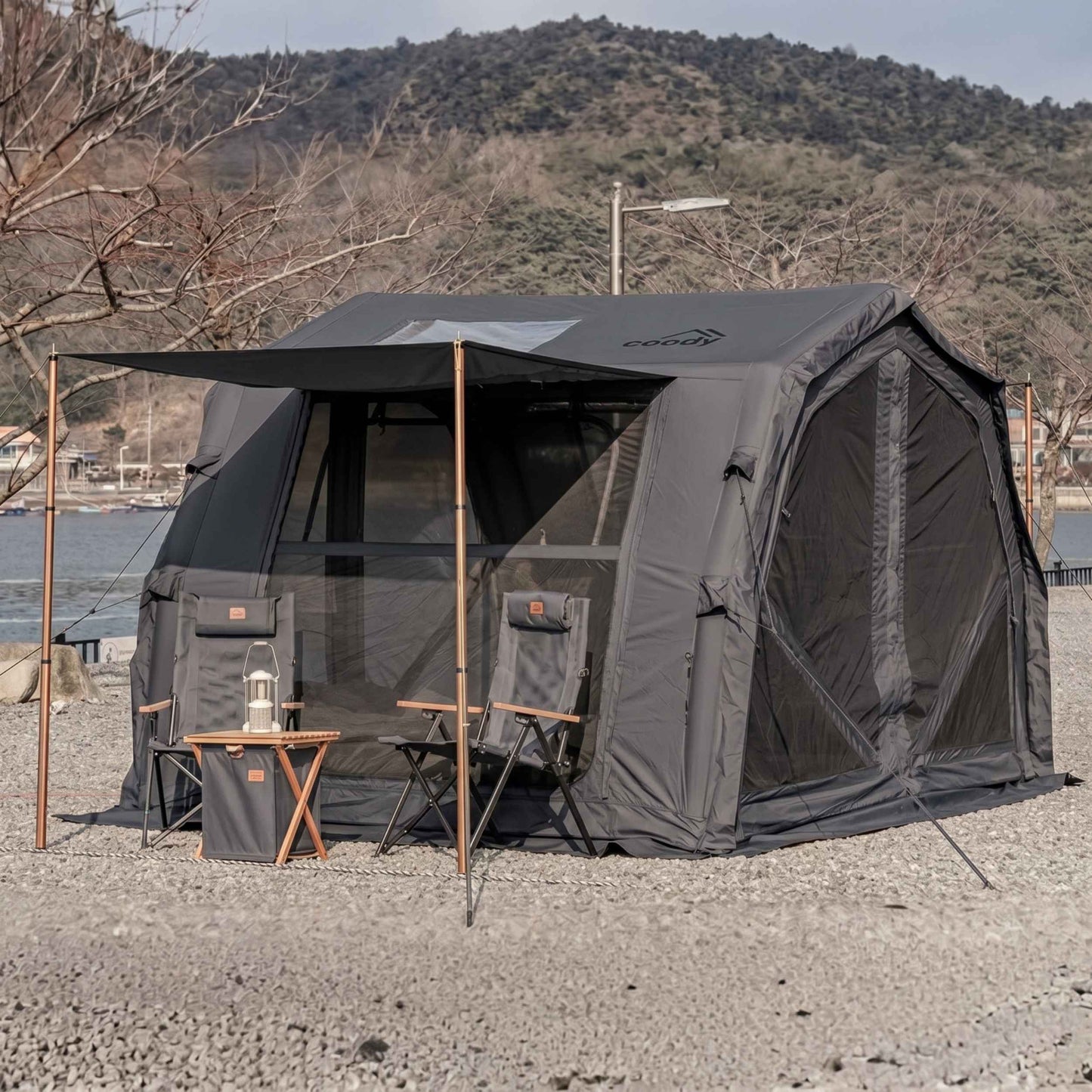 Coody 10.0 PRO Gray - Premium Inflatable Canvas Tent for 2–4 Campers