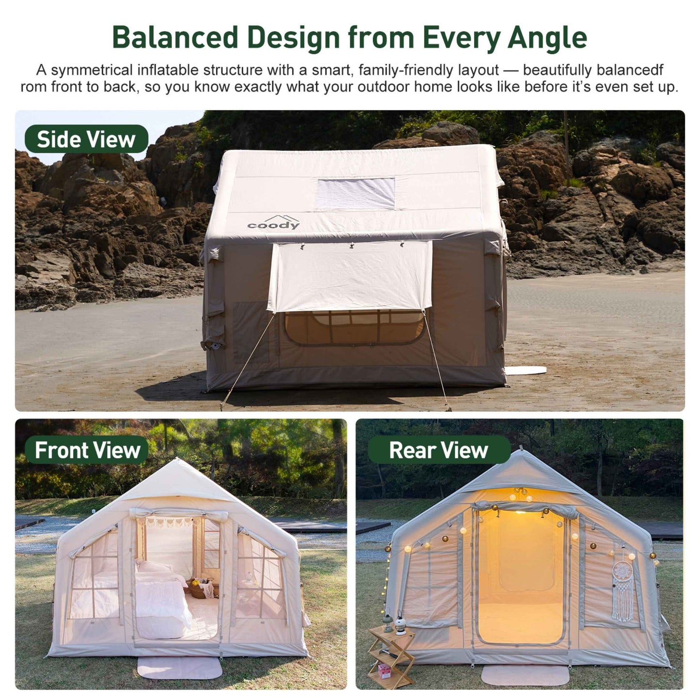 Coody 8 Beige Inflatable Tent House for Camping (1-4 person)