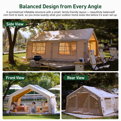 Coody 17.2 | RBM Outdoors (Koala 7) Beige + Stove Caminus M - Inflatable Tents for Camping with Stove