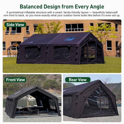 Coody 17.2 | RBM Outdoors (Koala 7) Black + Stove Caminus M - Inflatable Tents with Stove