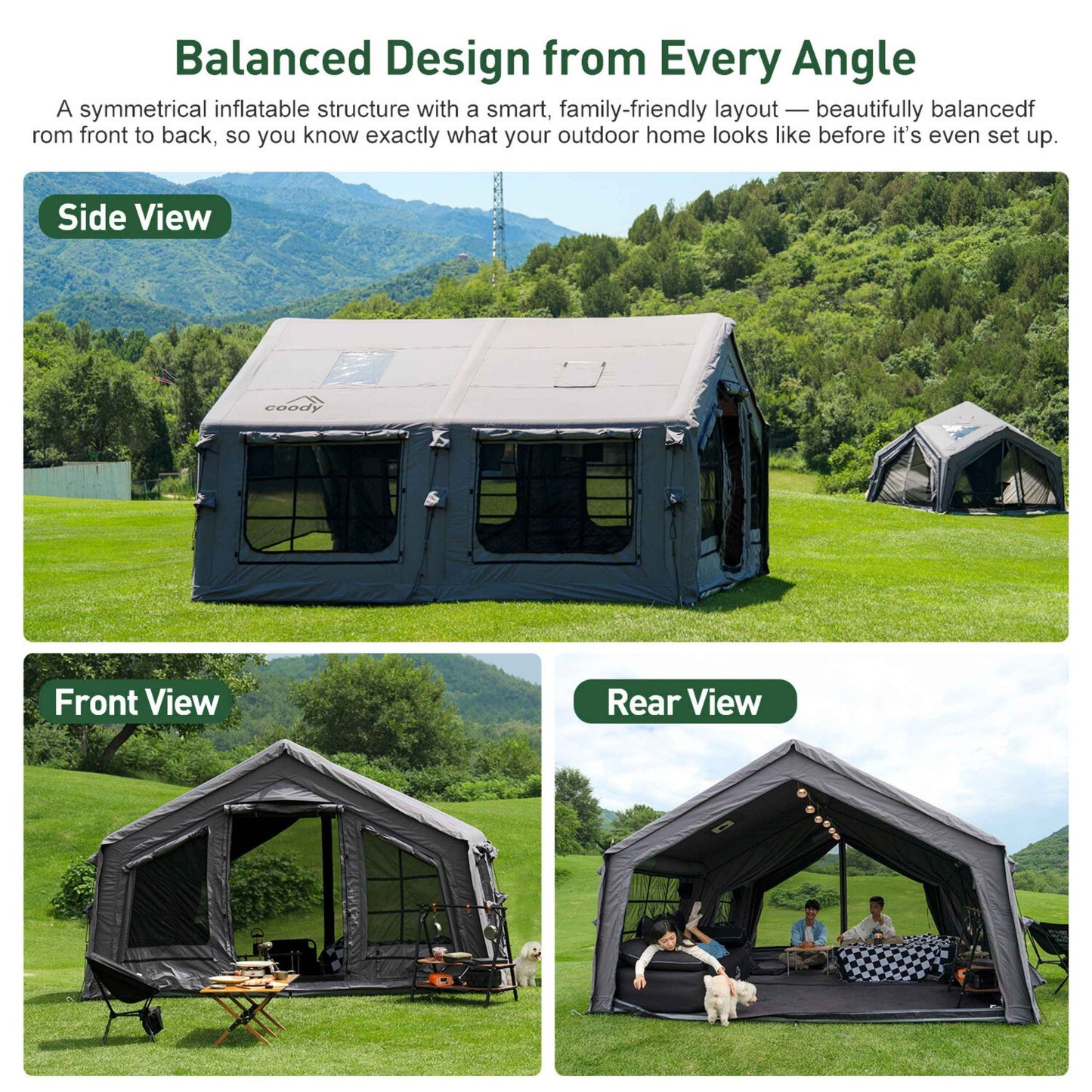 Coody 17.2 (Koala-7) Gray Inflatable Tent House for Camping (2-10 person)
