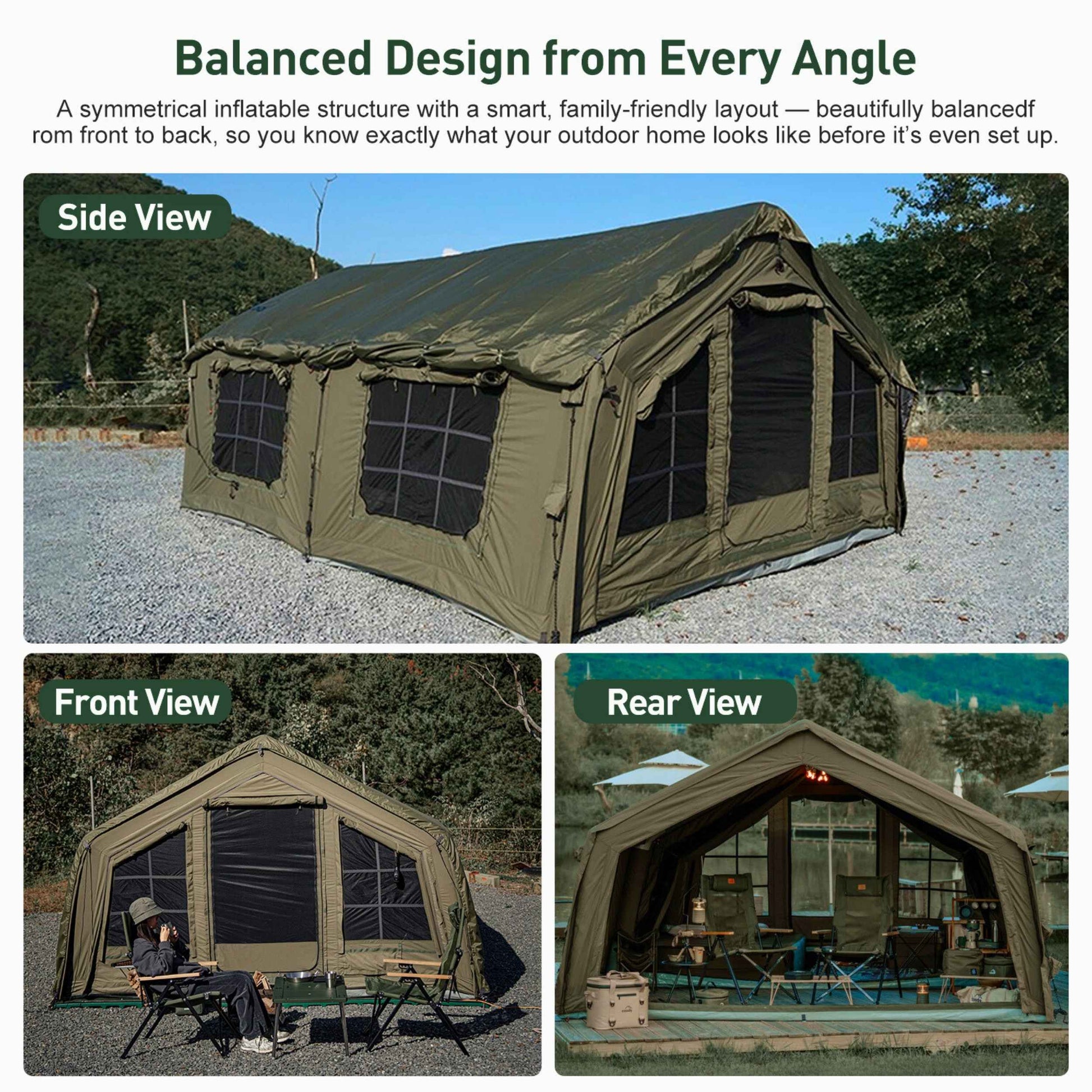 Coody Familia AirTent 17.2 Green for Camping (2-10 Person)