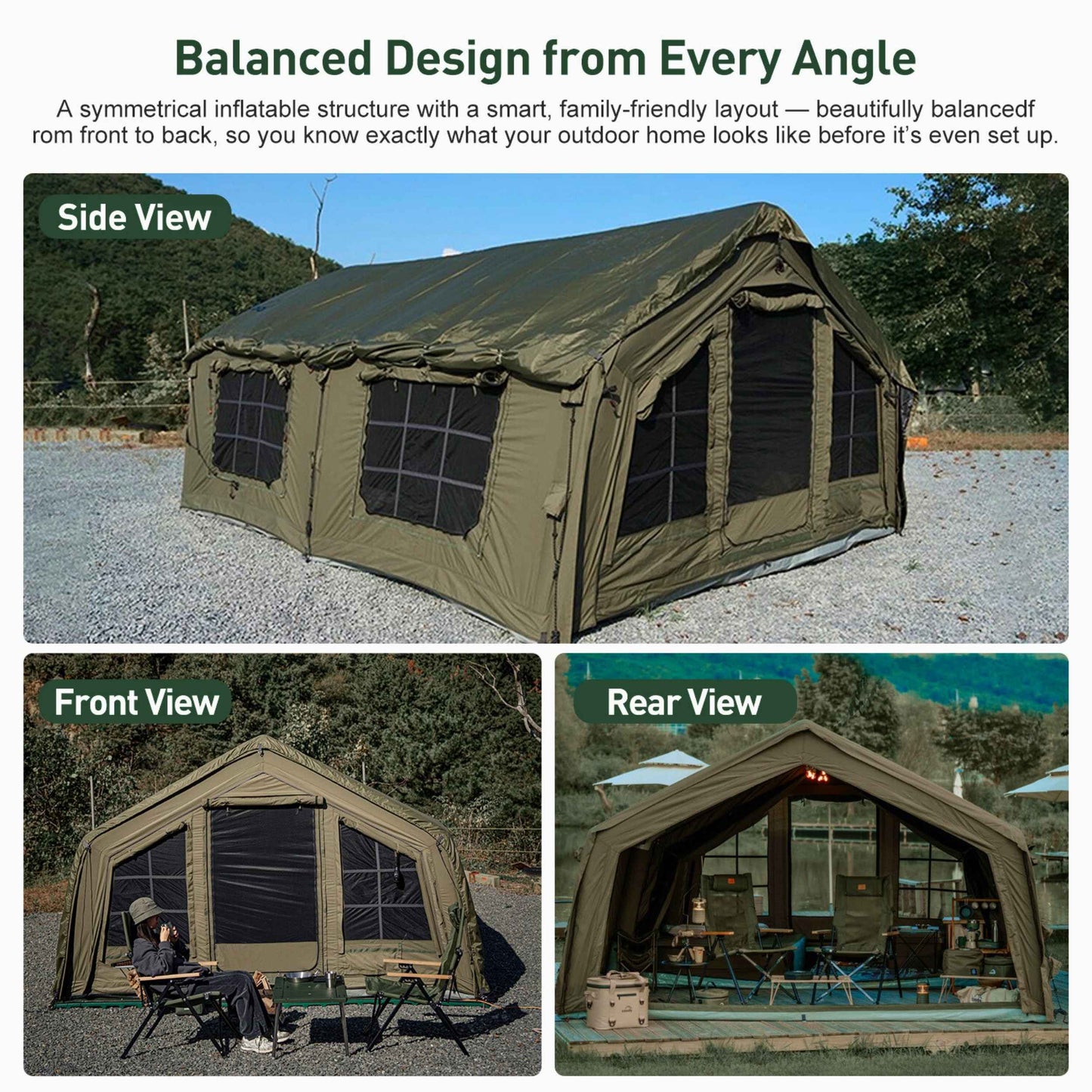 Coody 17.2 (Koala-7) Forest Green Inflatable Tent House for Camping (2-10 person)