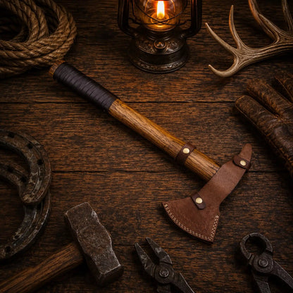 Handmade Tomahawk Axe Black Hawk with Belt Leather Sheath