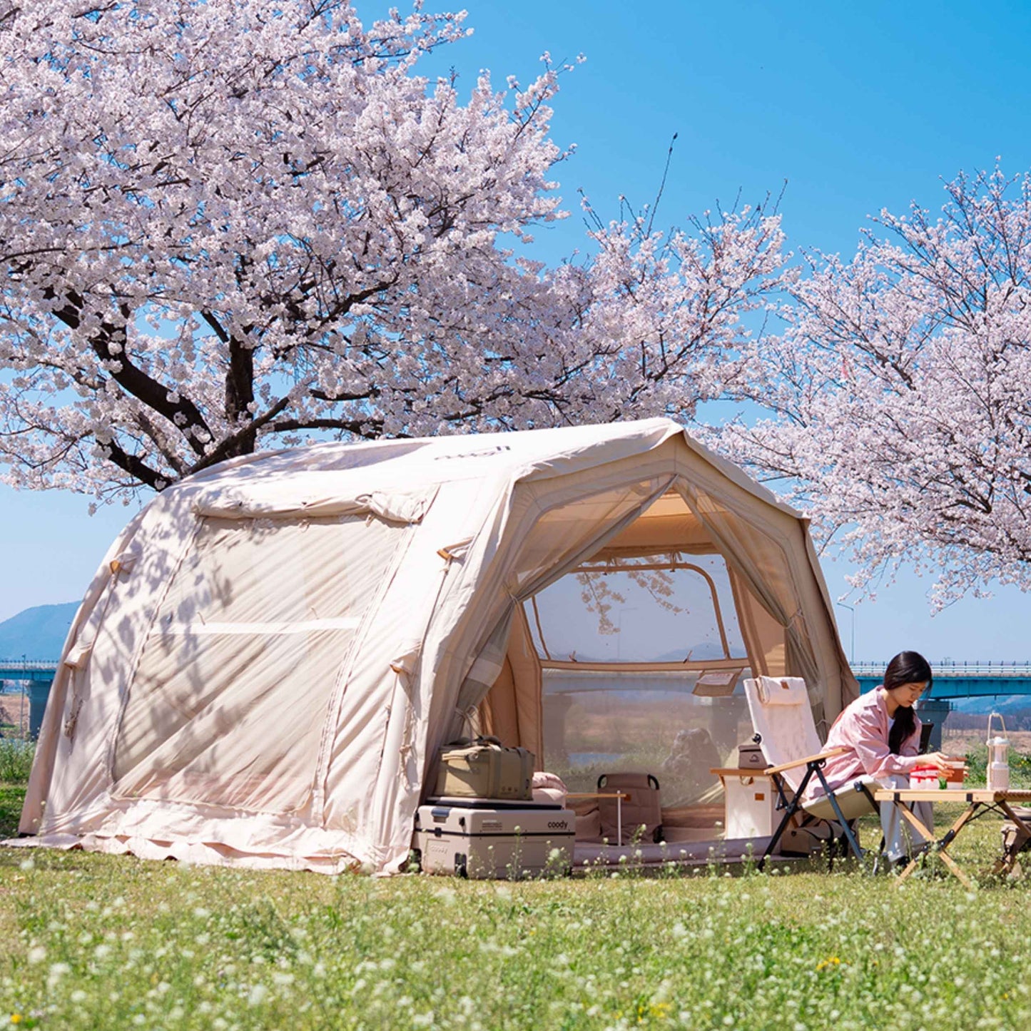 Coody 10.0 PRO Beige Premium Inflatable Canvas Tent for 2–4 Campers