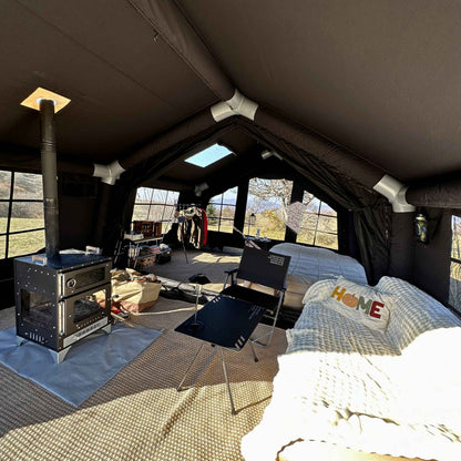 Coody 17.2 | RBM Outdoors (Koala 7) Black + Stove Caminus M - Inflatable Tents with Stove