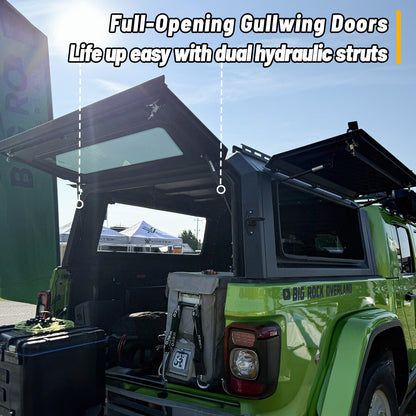 OPENROAD Truck Cap with Full Wing Doors, Extra-Large Storage, and LED Brake Light