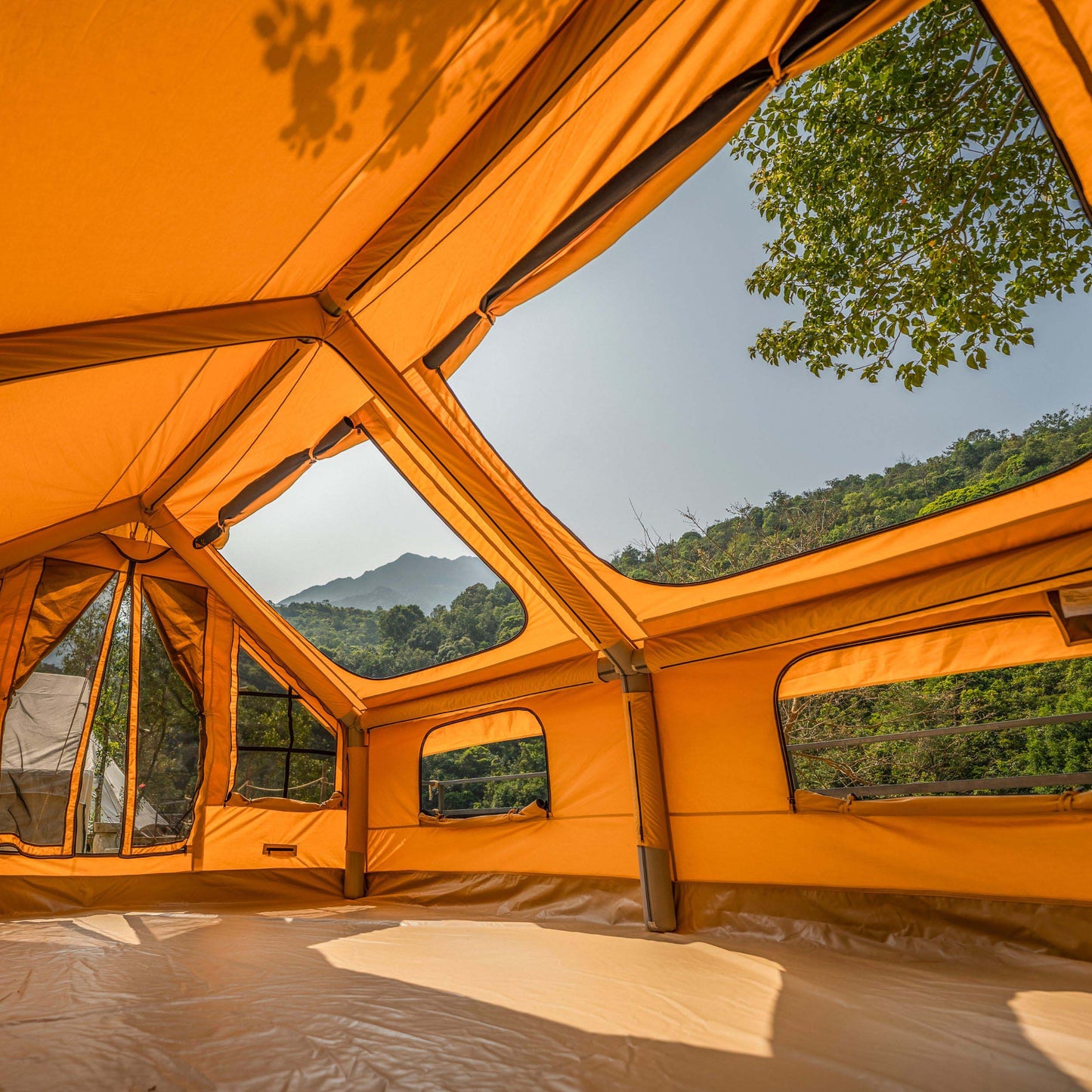 RBM Panda Large Sunny Beige + Stove Caminus M - Inflatable Tents for Camping with Stove