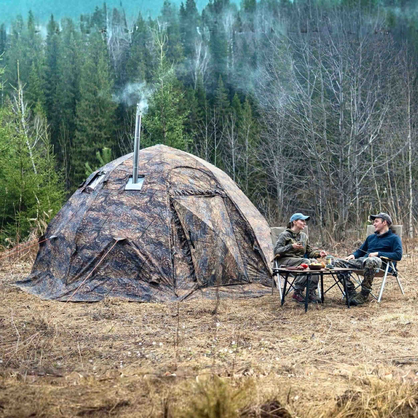 RBM All-Seasons tent  UP-5 for 2-6 person + Wood Stove Caminus M + Three-Layer Floor