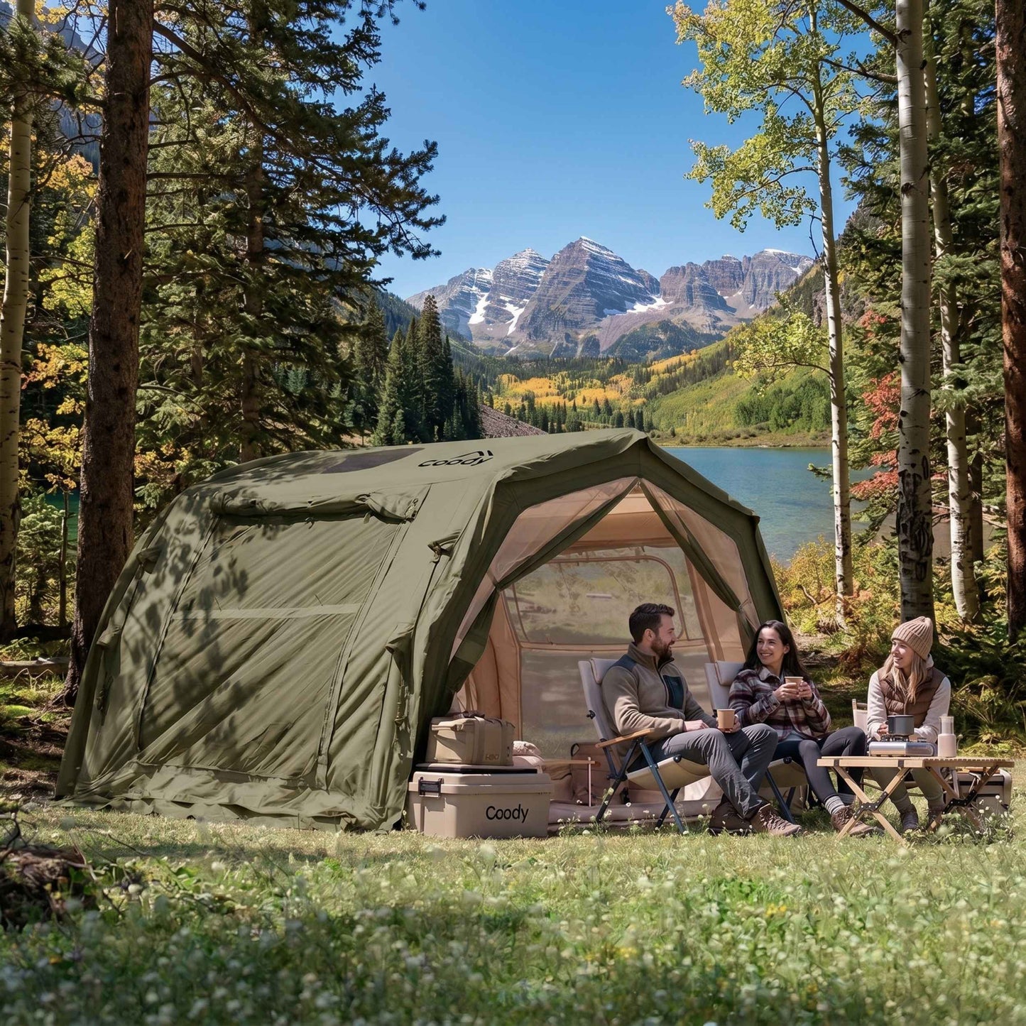 Coody 10.0 PRO Forest Green Premium Inflatable Canvas Tent for 2–4 Campers