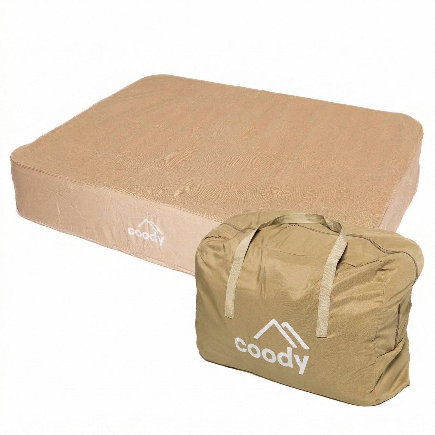 Coody Air Mattress Beige Queen (197×150×35 cm) – Premium Air Bed with Built-in Pump
