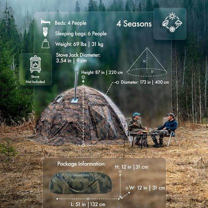 RBM All-Seasons tent  UP-5 for 2-6 person + Wood Stove Caminus M + Three-Layer Floor