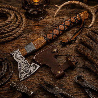 22” HAND FORGED CARBON STEEL HANDMADE HUNTING VIKING TOMAHAWK HATCHET AXE