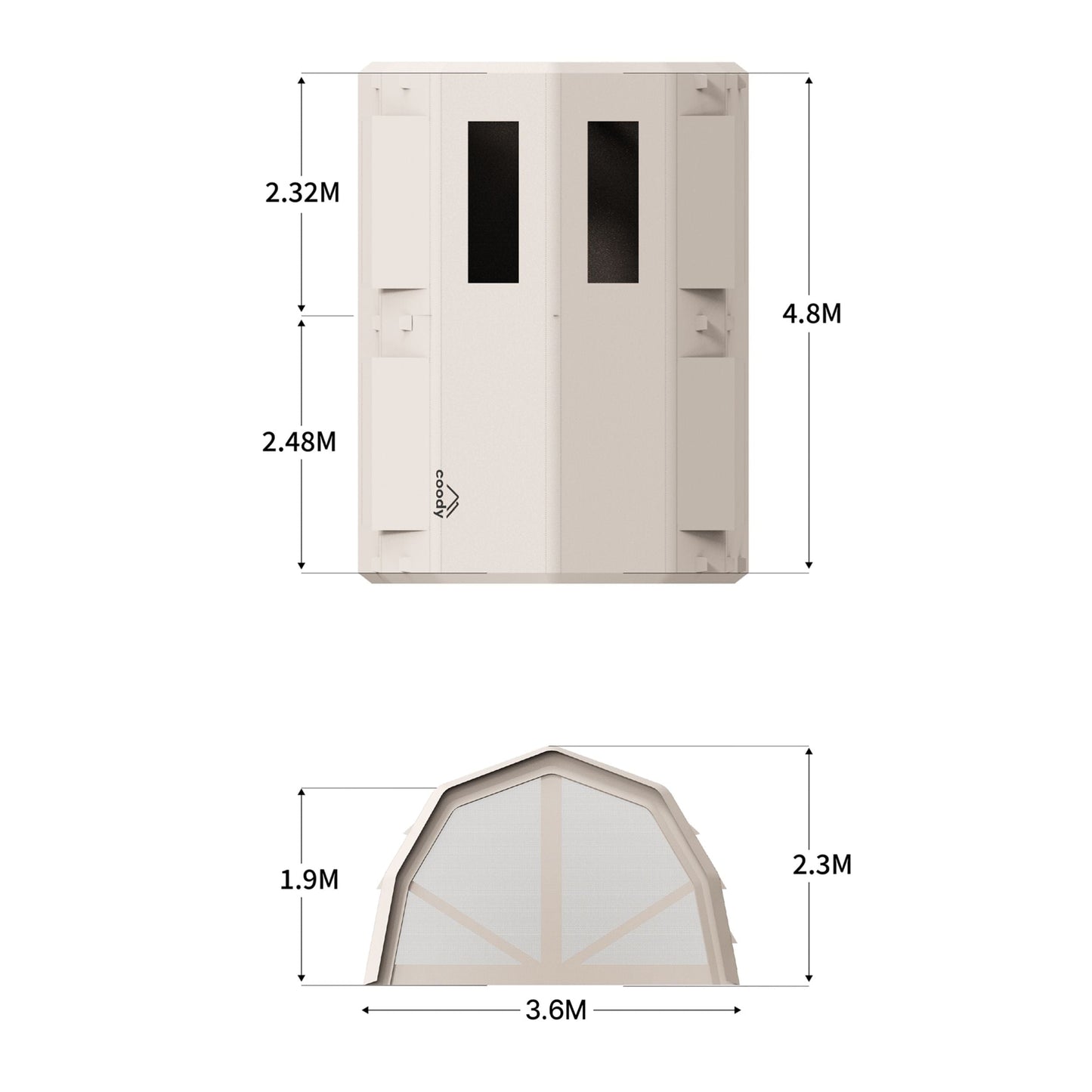 Coody Familia AirTent 17.2 Pro Beige- Inflatable Tent for Camping (2-10 Person)