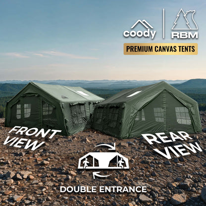 Coody 17.2 | RBM Outdoors (Koala 7) Forest Green + Stove Caminus M - Inflatable Tents with Stove