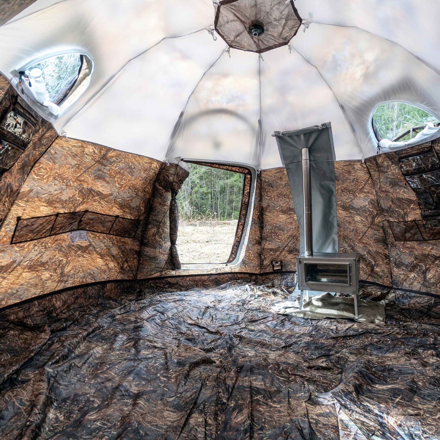 RBM All-Seasons tent  UP-5 for 2-6 person + Wood Stove Caminus M + Three-Layer Floor