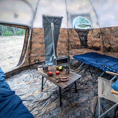 RBM All-Seasons tent  UP-5 for 2-6 person + Wood Stove Caminus M + Three-Layer Floor