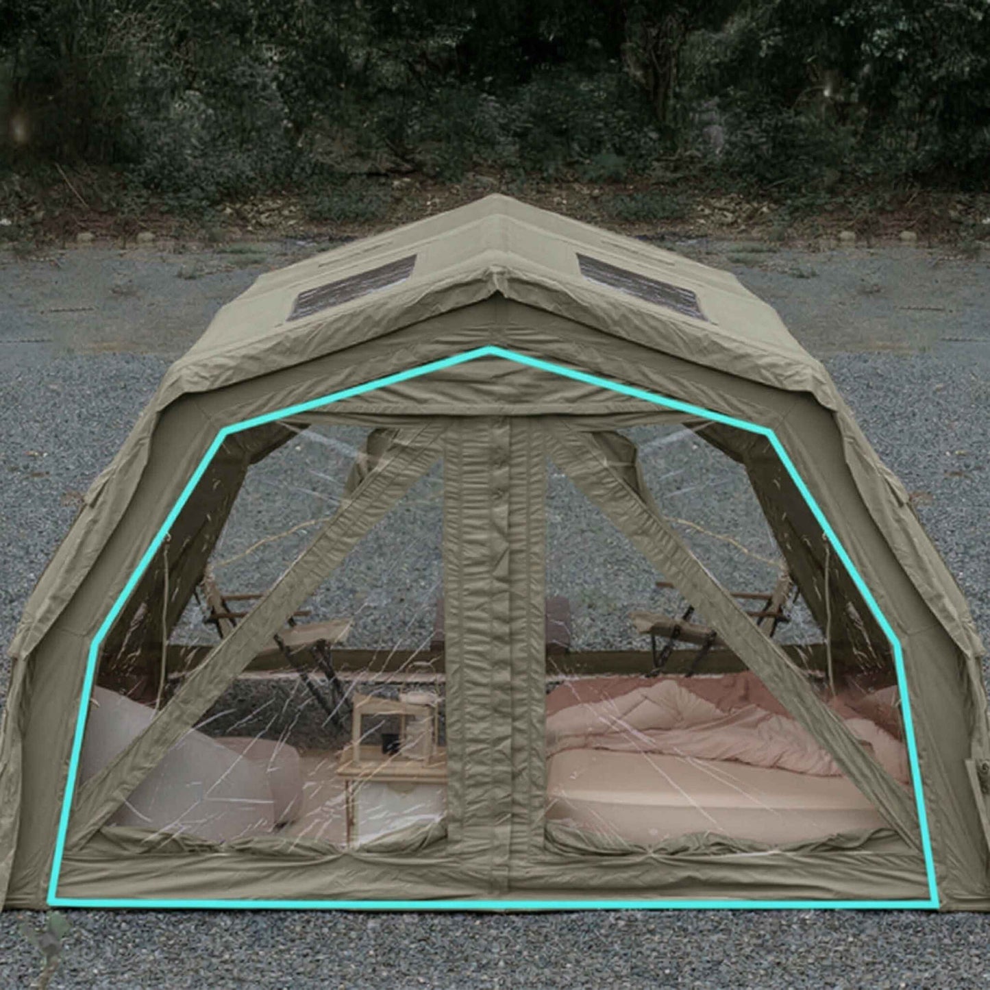 Coody Familia AirTent 17.2 PRO Forest Green (2-10 Person)+Electric Pump+TPU Door Forest Green+Ground Sheet