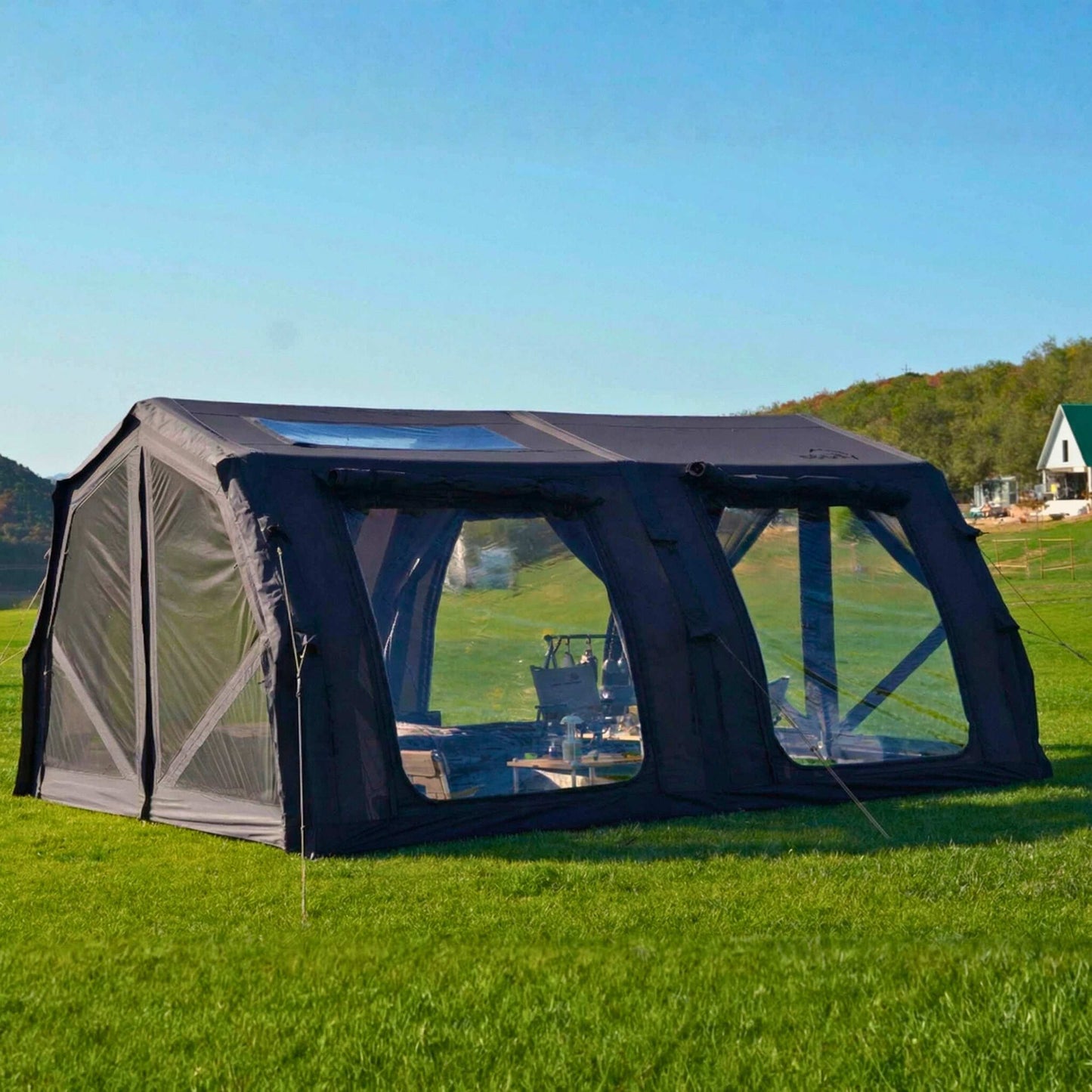 Coody Familia AirTent 17.2 PRO Black (2-10 Person)+Electric Pump+TPU Door Black+Ground Sheet