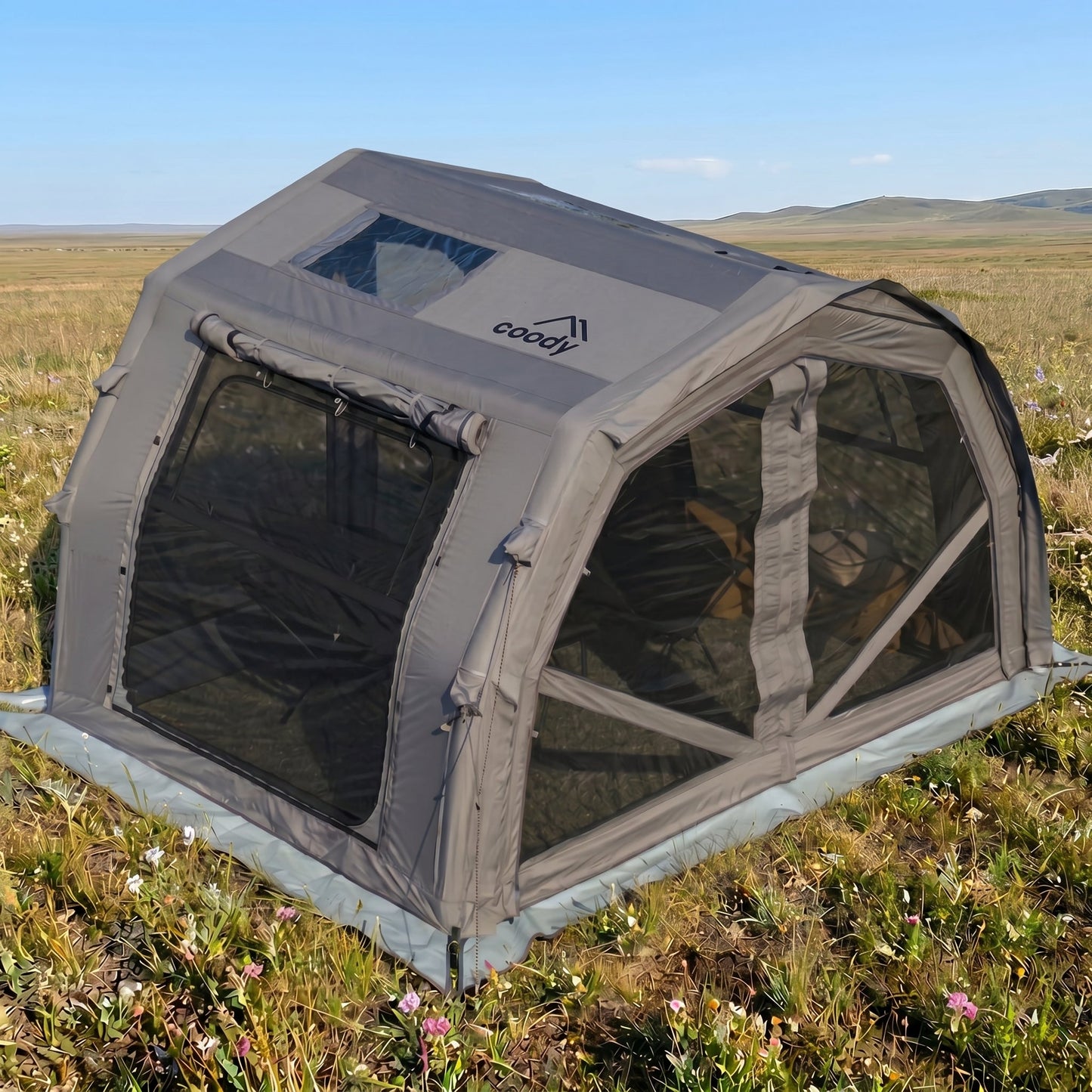 Coody 10.0 PRO Gray - Premium Inflatable Canvas Tent for 2–4 Campers