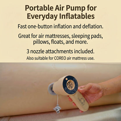 Coody Air Pump GR-119P, Portable Air Pump for Coreo Air Mattress, 3 Nozzles, Up to 2 PSI