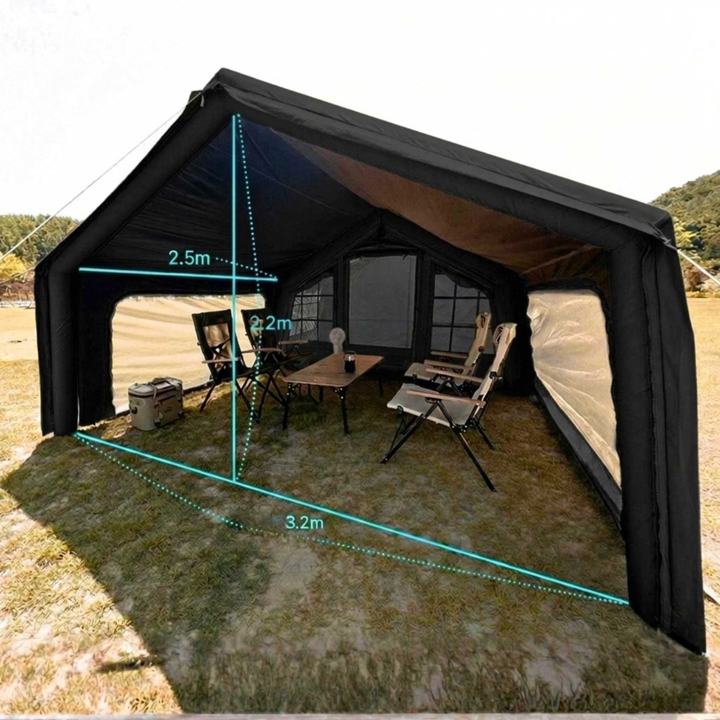 Coody AirTarp Inflatable Canopy Extension for 8.0 AirTent – Black