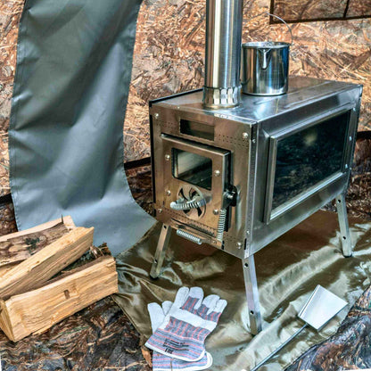 Coody 17.2 | RBM Outdoors (Koala 7) Beige + Stove Caminus M - Inflatable Tents for Camping with Stove
