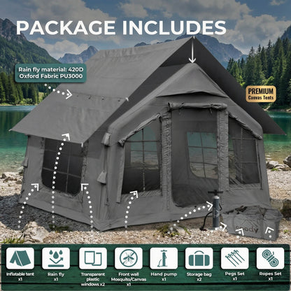 Coody 8 Gray - Inflatable Tent House for Camping 1-4 person