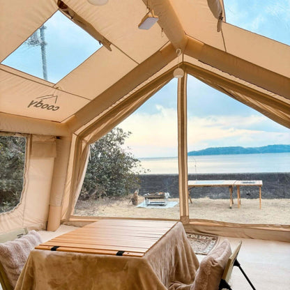 Coody 17.2 | RBM Outdoors (Koala 7) Beige + Stove Caminus M - Inflatable Tents for Camping with Stove