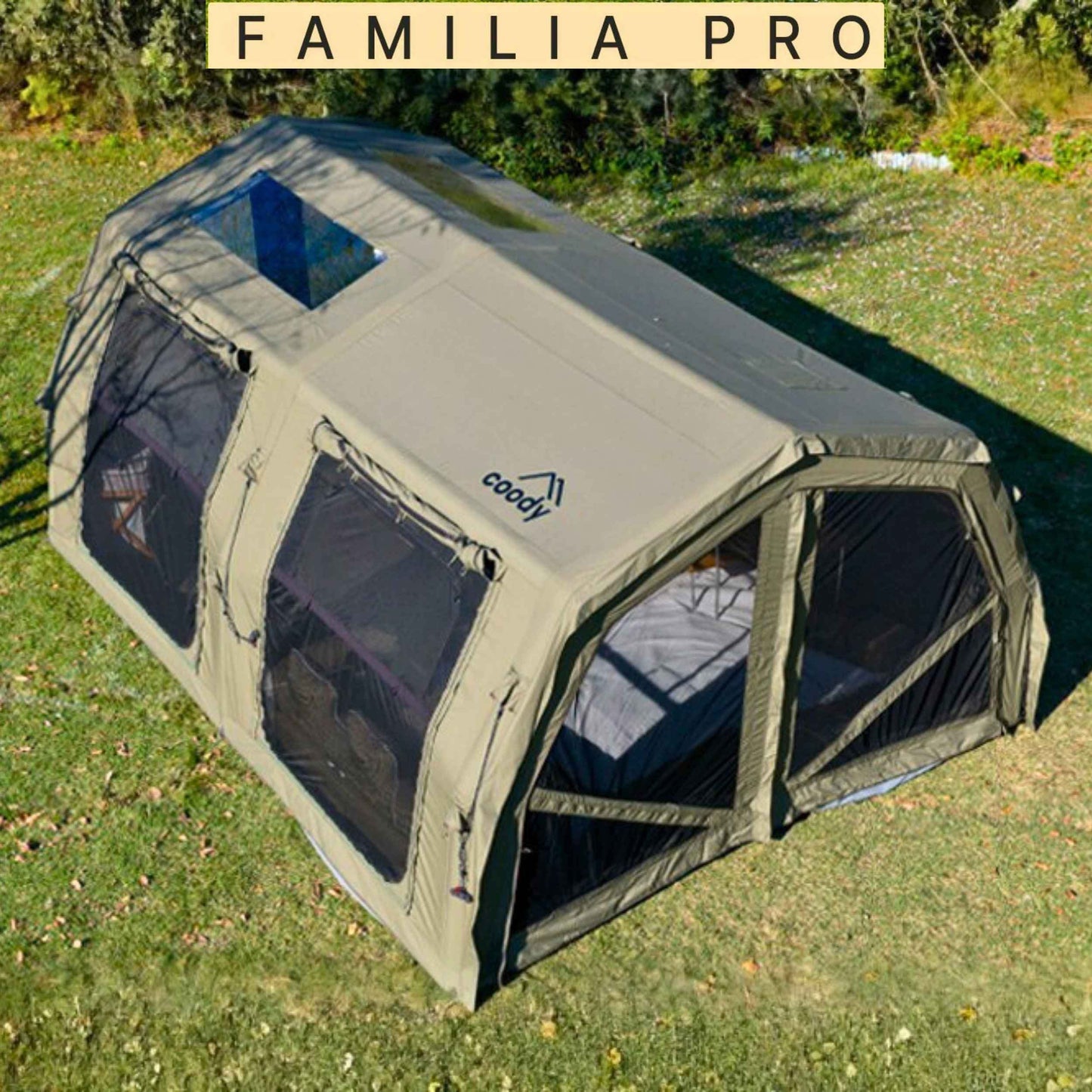 Coody Familia AirTent 17.2 Pro Forest Green- Inflatable Tent for Camping (2-10 Person)