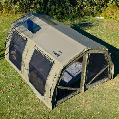 Coody Familia AirTent 17.2 PRO Forest Green (2-10 Person)+Electric Pump+TPU Door Forest Green+Ground Sheet