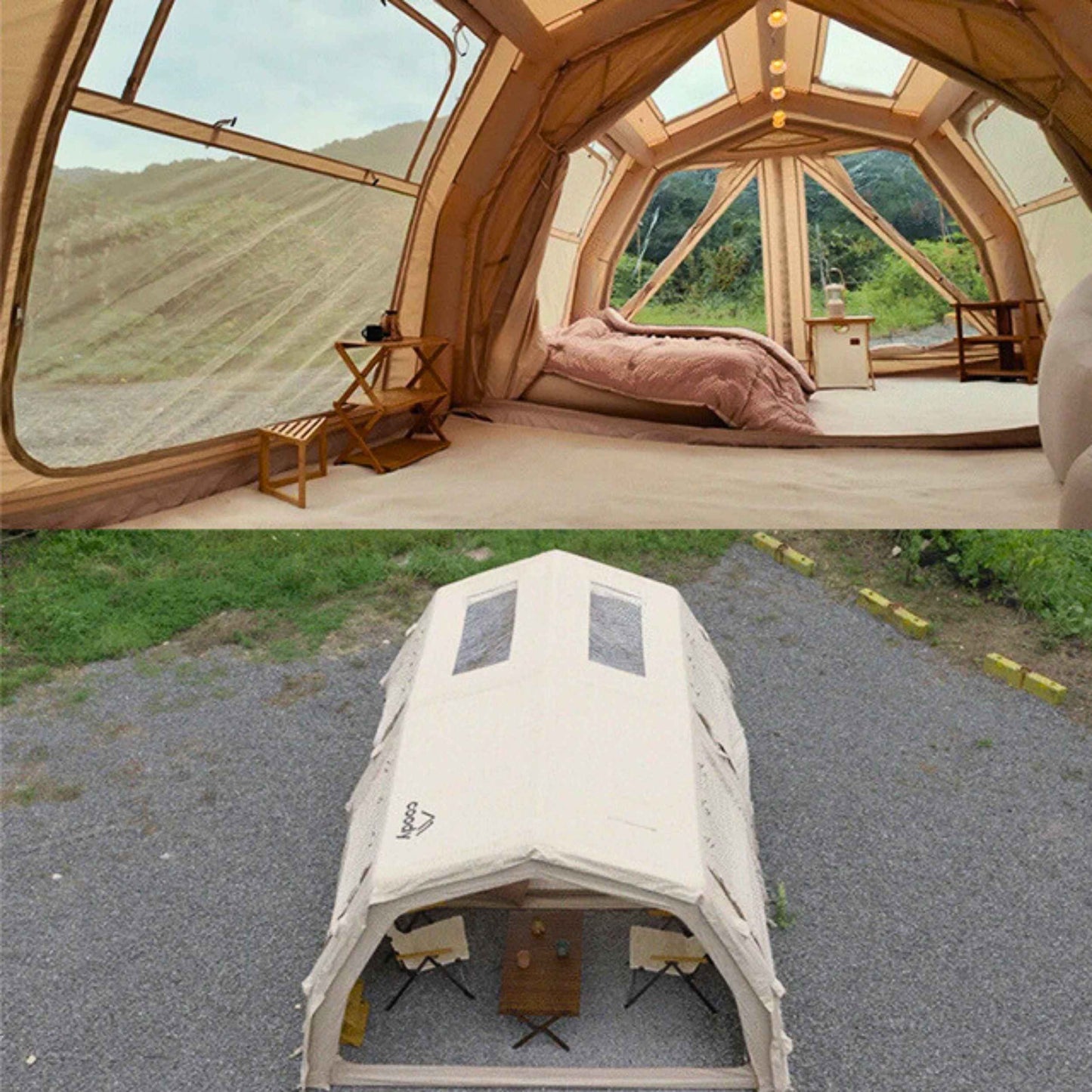 Coody Familia AirTent 17.2 Pro Beige- Inflatable Tent for Camping (2-10 Person)