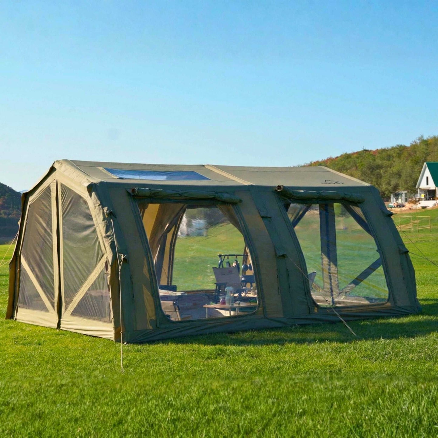 Coody Familia AirTent 17.2 PRO Forest Green (2-10 Person)+Electric Pump+TPU Door Forest Green+Ground Sheet