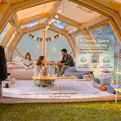 Coody Familia AirTent 17.2 Pro Beige- Inflatable Tent for Camping (2-10 Person)