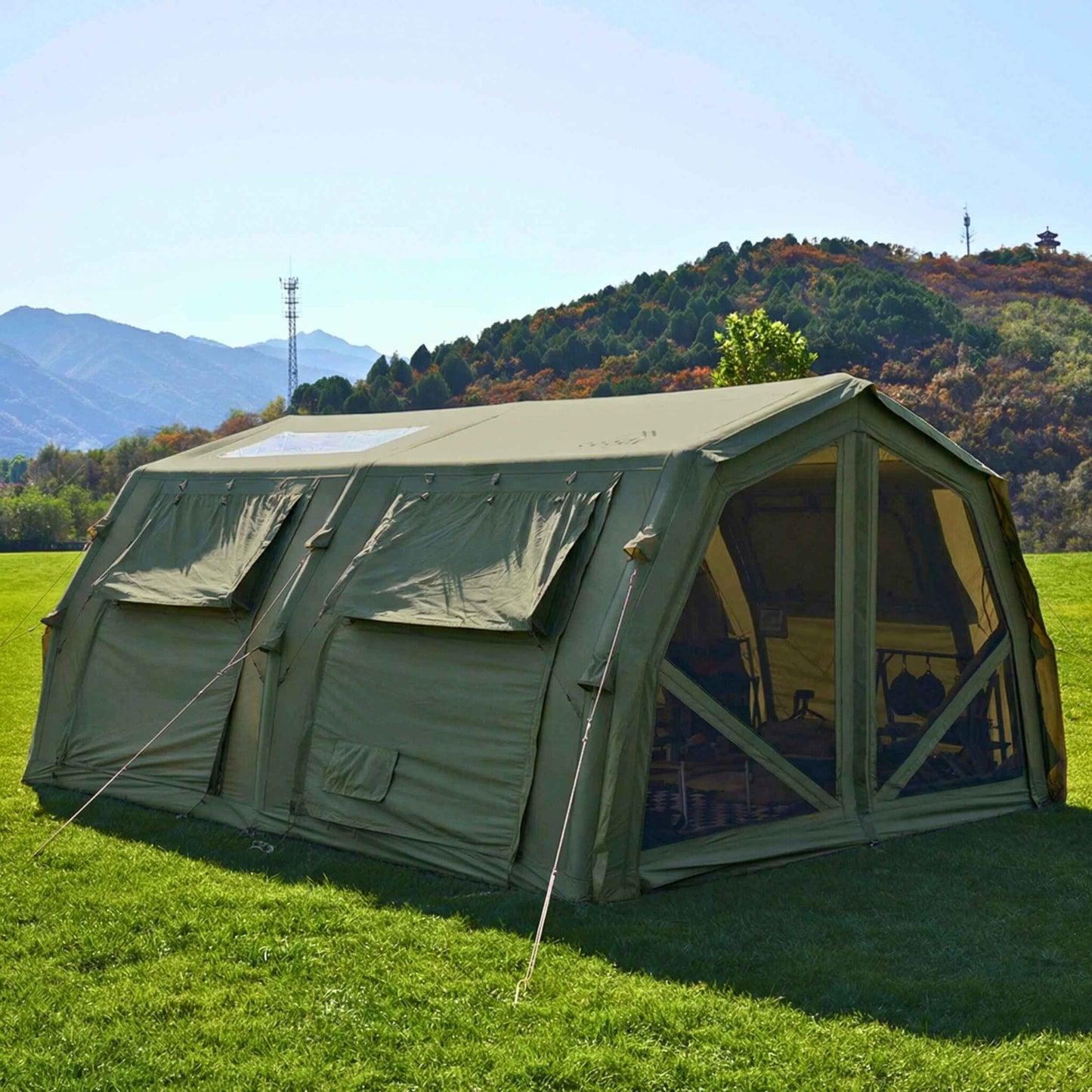 Coody Familia AirTent 17.2 Pro Forest Green- Inflatable Tent for Camping (2-10 Person)