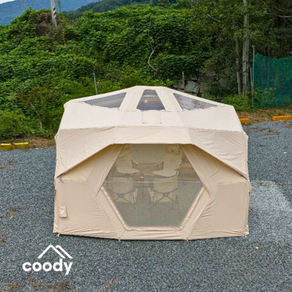 Coody Hub Pro Beige- Inflatable Tent for Camping (2-6 Person)