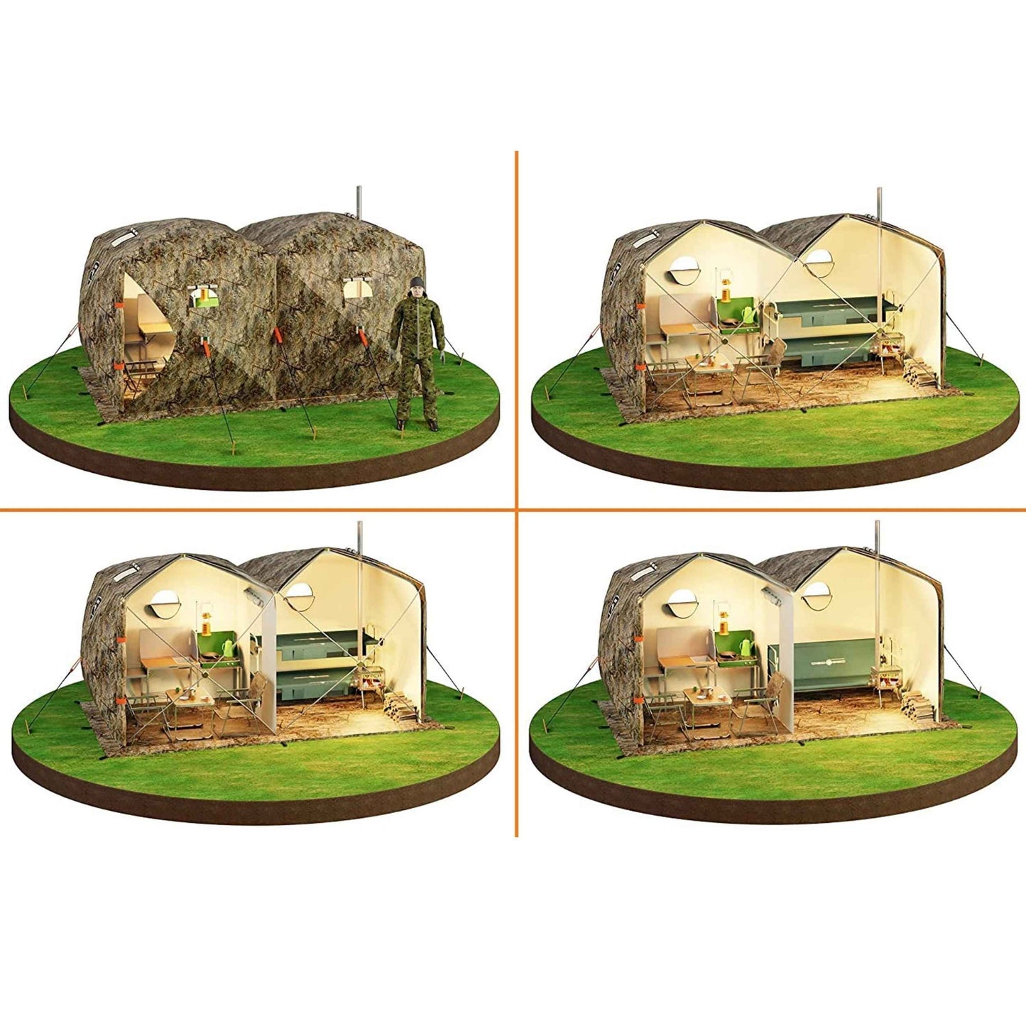 RBM Outdoors Cuboid 4.40 - All-Season Double-Layer Hot Tent with Stove Jack for 2-6 People