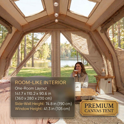 Coody 10.0 PRO Beige Premium Inflatable Canvas Tent for 2–4 Campers