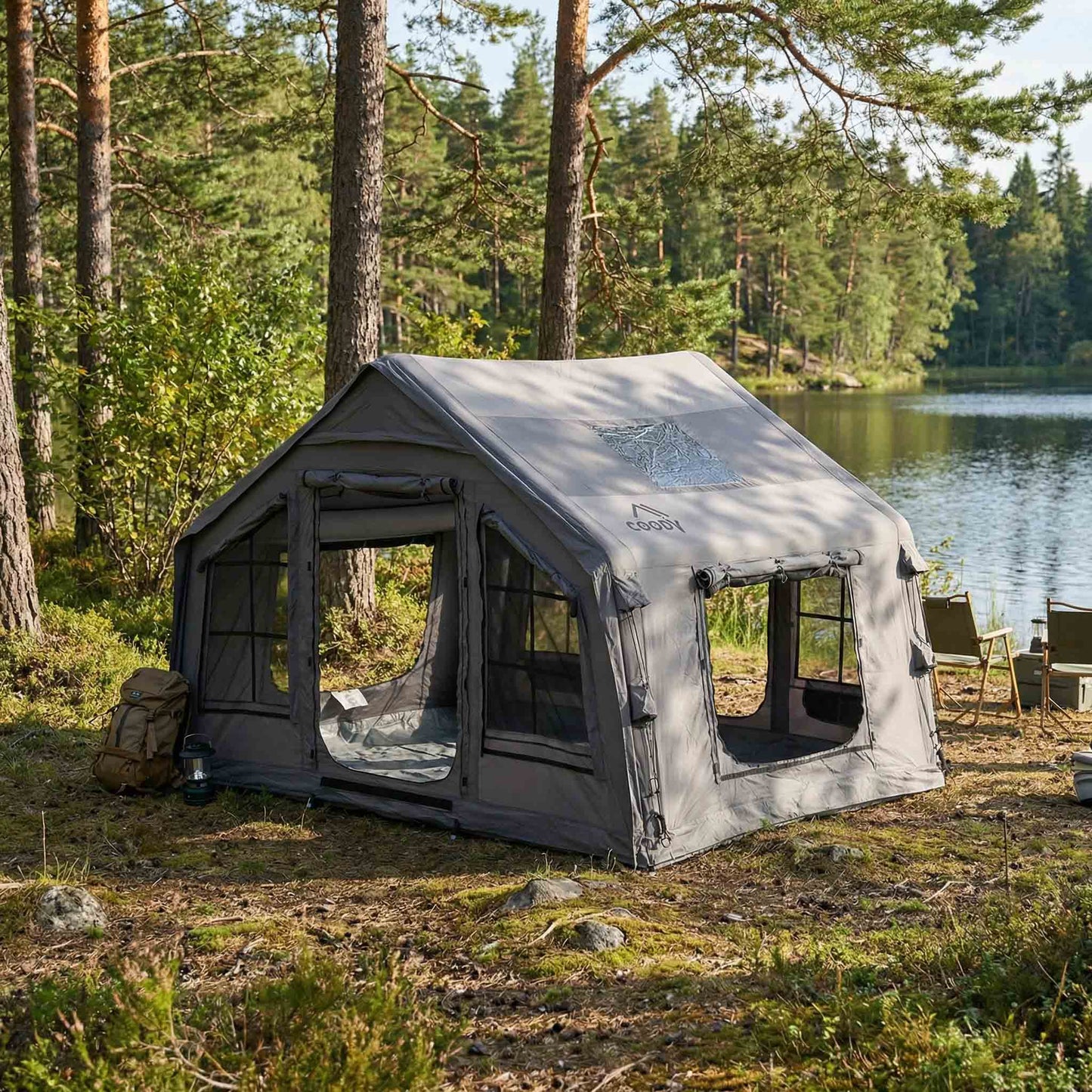 Coody 8 Gray - Inflatable Tent House for Camping 1-4 person