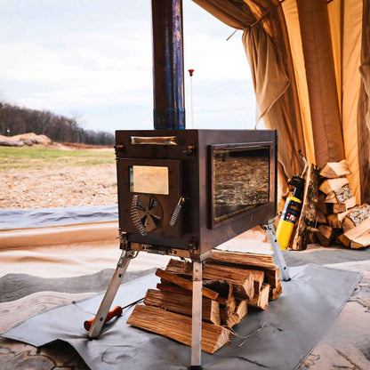 Coody 17.2 | RBM Outdoors (Koala 7) Forest Green + Stove Caminus M - Inflatable Tents with Stove