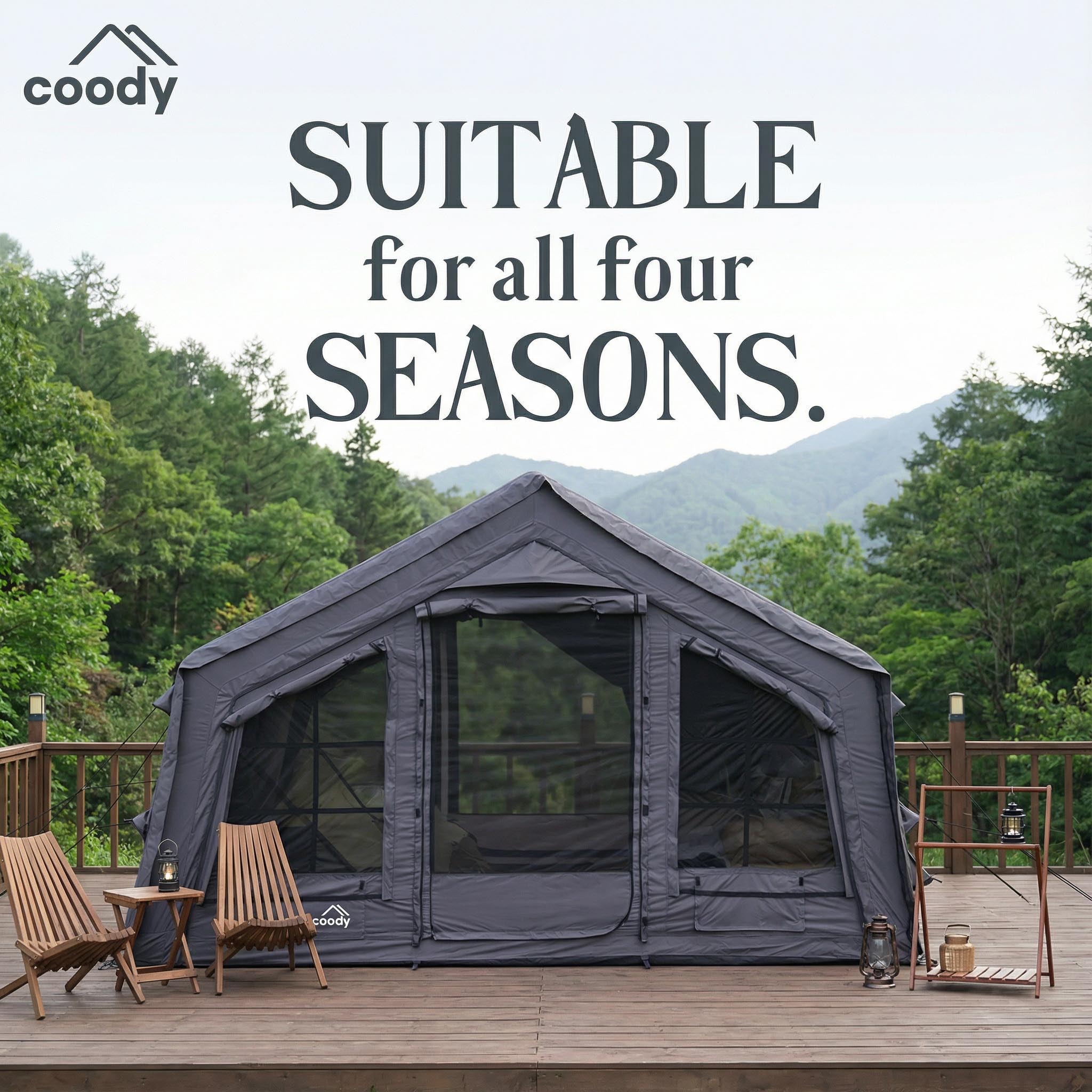 Coody 17.2 (Koala-7) Gray Inflatable Tent House for Camping (2-10