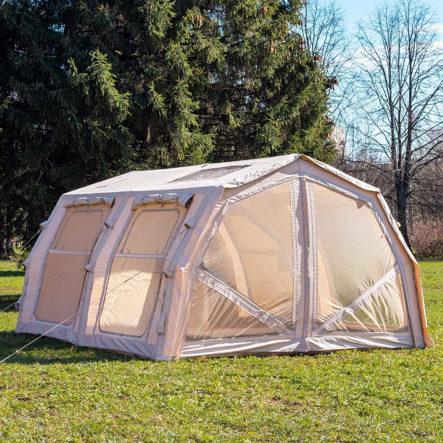 Coody Familia AirTent 17.2 PRO Beige (2-10 Person)+Electric Pump+TPU Door Beige+Ground Sheet