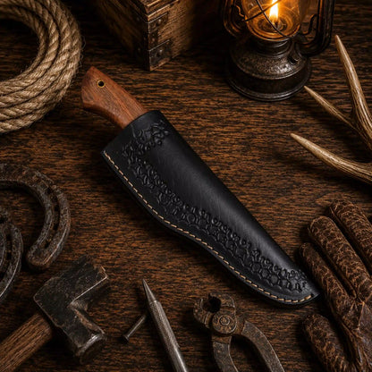 440C Steel Fixed Blade Outdoor Camping Hunting Survival Knife With Leather Sheath