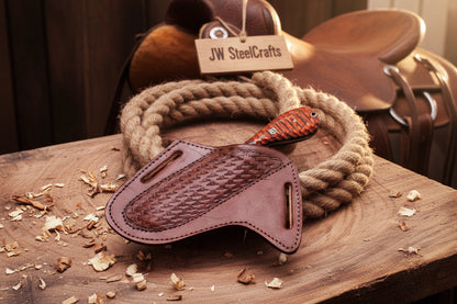 Crimson Grain Bull Cutter Knife 7" Handmade High Carbon Steel with wood handle